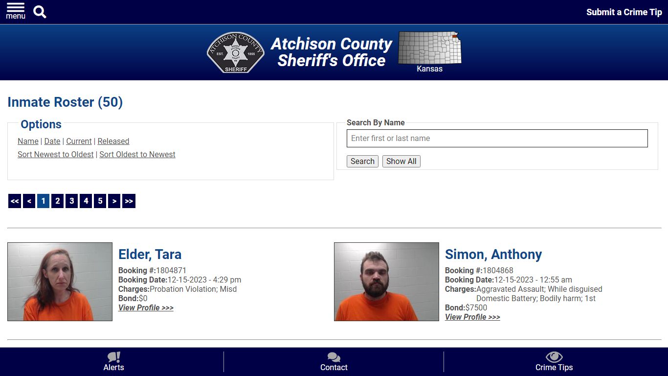 Current Inmates Booking Date Descending - Atchison County Sheriff's Office